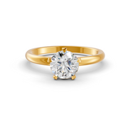 Round Cut Real Moissanite 5 Prong Solitaire Ring 14K Gold Plated
